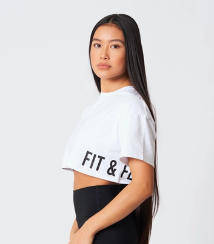 White Fit & Fearless Crop Tee